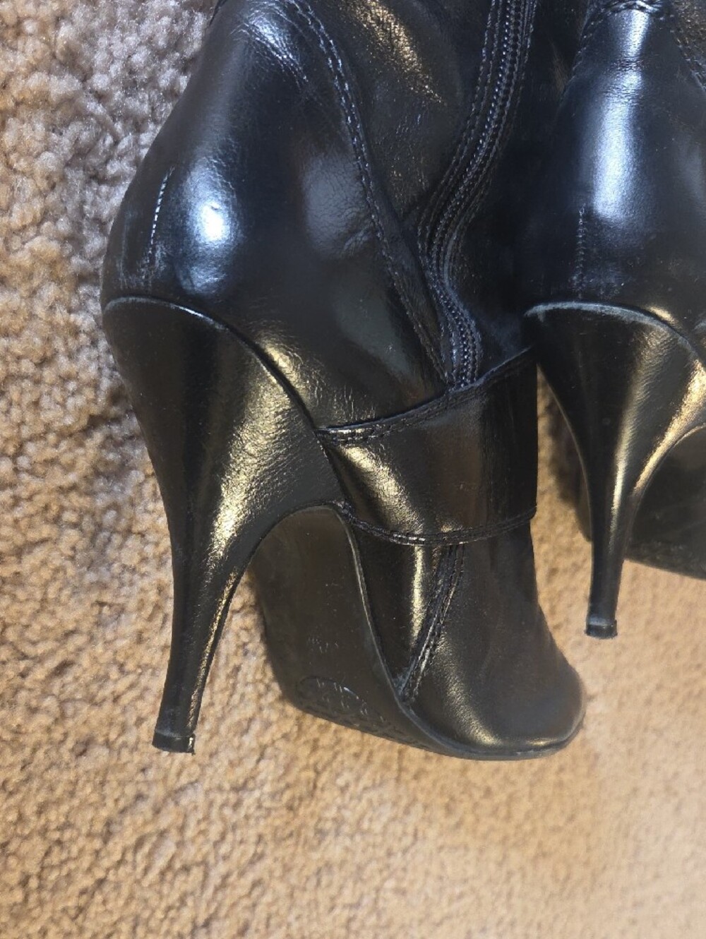 Nine West Black Leather Pointed-Toe Knee Boots with Buckle - Picture 4 of 8